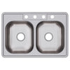 Elkay Dayton Stainless Steel 4-Hole Equal Double Bowl Drop-in Sink