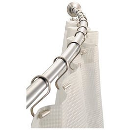 Shower Curtain Rod, Curved, Brushed Stainless Steel, 41-72-In.
