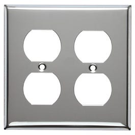 Steel Wall Plate, 2-Gang, 2-Duplex Opening, Chrome