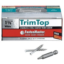 Trim Top Deck Screws, White Head, Stainless Steel, 1-5/8-In., 75-Ct.