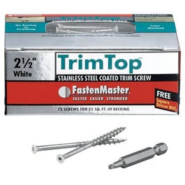 Trim Top Deck Screws, White Head, Stainless Steel, 2.5-In., 75-Ct.