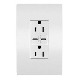 USB Decorator Wall Plate, White, 6.0A, 15-AMP
