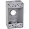 Weatherproof 1-Gang Rectangular Outlet Box, Gray, Four 3/4-In. Holes