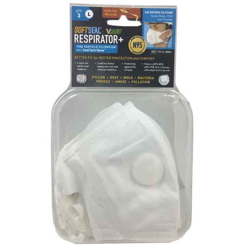 SoftSeal N-95 V-Fold+ Mask w/Valve (Silicone Seal)