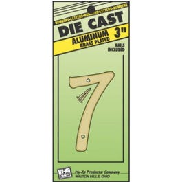 House Address Number 7, Brass-Plated Aluminum, 3-In.