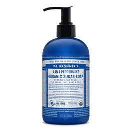 Organic Sugar Soap, 4-In-1, Peppermint, 12-oz.